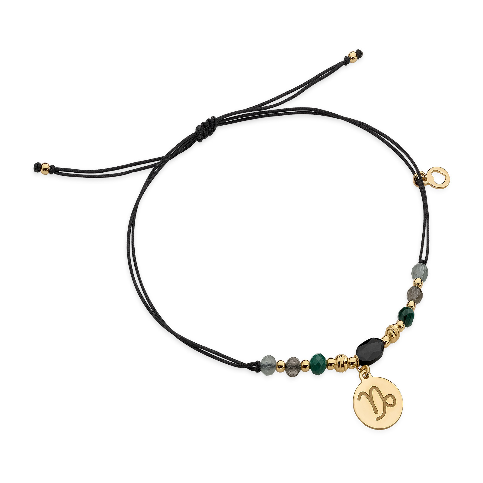 Bransoletka znak zodiaku koziorożec – sznurek, srebro pozłacane 925 – kamienie naturalne.jpg