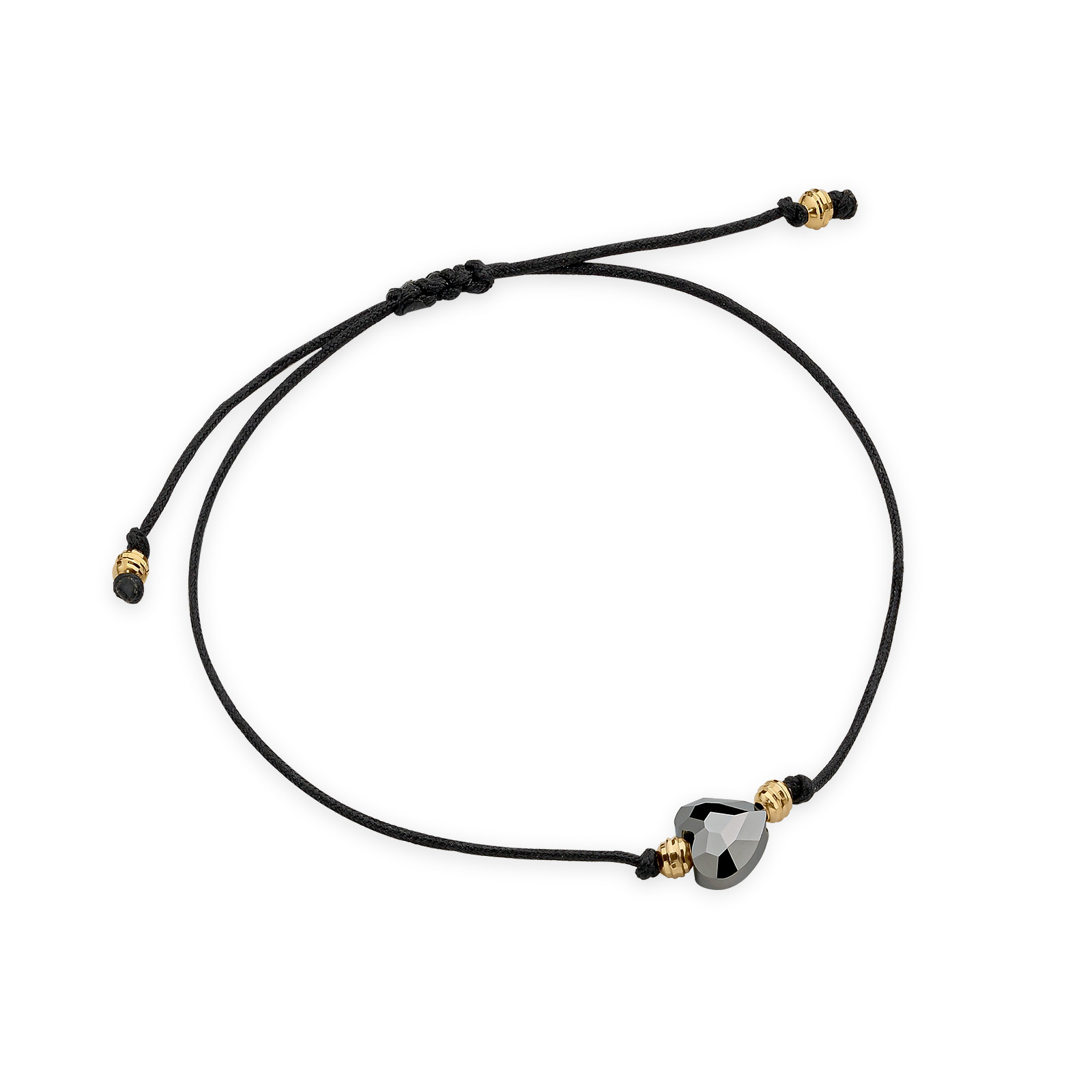 Bransoletka – sznurek, złoto 585 – kryształ